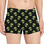 Green Alien Face Pattern Print Men's Boxer Briefs