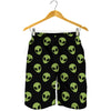 Green Alien Face Pattern Print Men's Shorts