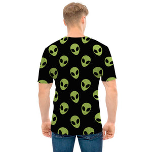 Green Alien Face Pattern Print Men's T-Shirt