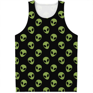 Green Alien Face Pattern Print Men's Tank Top