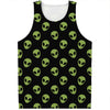 Green Alien Face Pattern Print Men's Tank Top