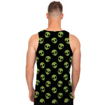 Green Alien Face Pattern Print Men's Tank Top