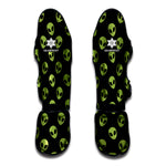 Green Alien Face Pattern Print Muay Thai Shin Guard