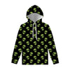 Green Alien Face Pattern Print Pullover Hoodie