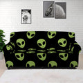 Green Alien Face Pattern Print Sofa Cover