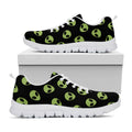 Green Alien Face Pattern Print White Running Shoes