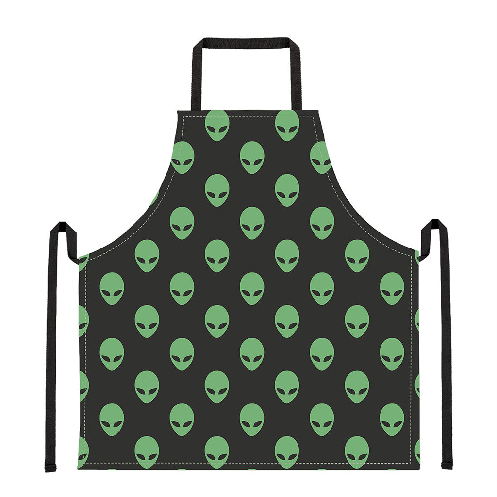 Green Alien Face Print Apron