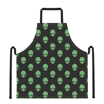 Green Alien Face Print Apron