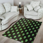 Green Alien Face Print Area Rug