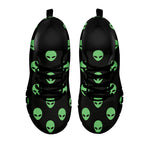 Green Alien Face Print Black Sneakers