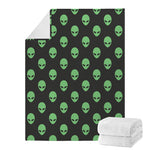 Green Alien Face Print Blanket