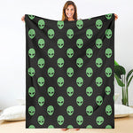 Green Alien Face Print Blanket