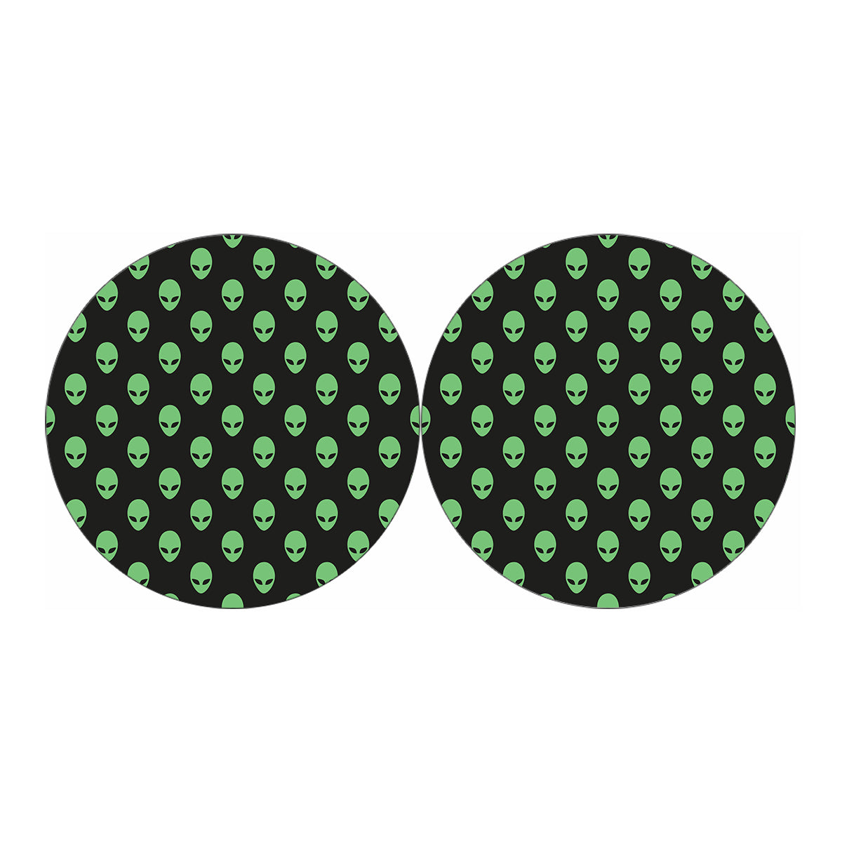 Green Alien Face Print Car Coasters