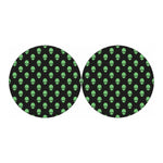 Green Alien Face Print Car Coasters