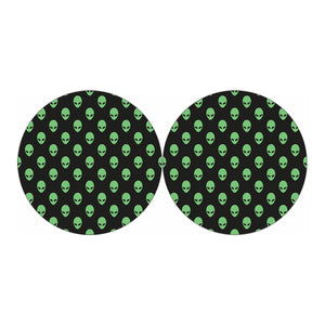 Green Alien Face Print Car Coasters