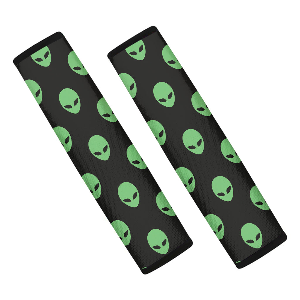 Green Alien Face Print Car Seat Belt Covers