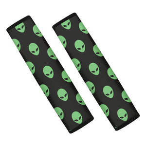 Green Alien Face Print Car Seat Belt Covers