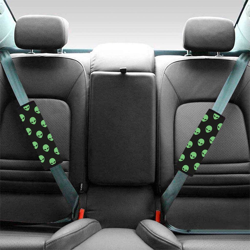 Green Alien Face Print Car Seat Belt Covers