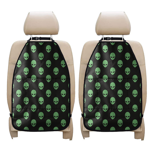 Green Alien Face Print Car Seat Organizers