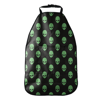 Green Alien Face Print Car Seat Organizers