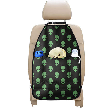 Green Alien Face Print Car Seat Organizers