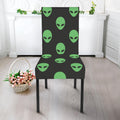 Green Alien Face Print Dining Chair Slipcover
