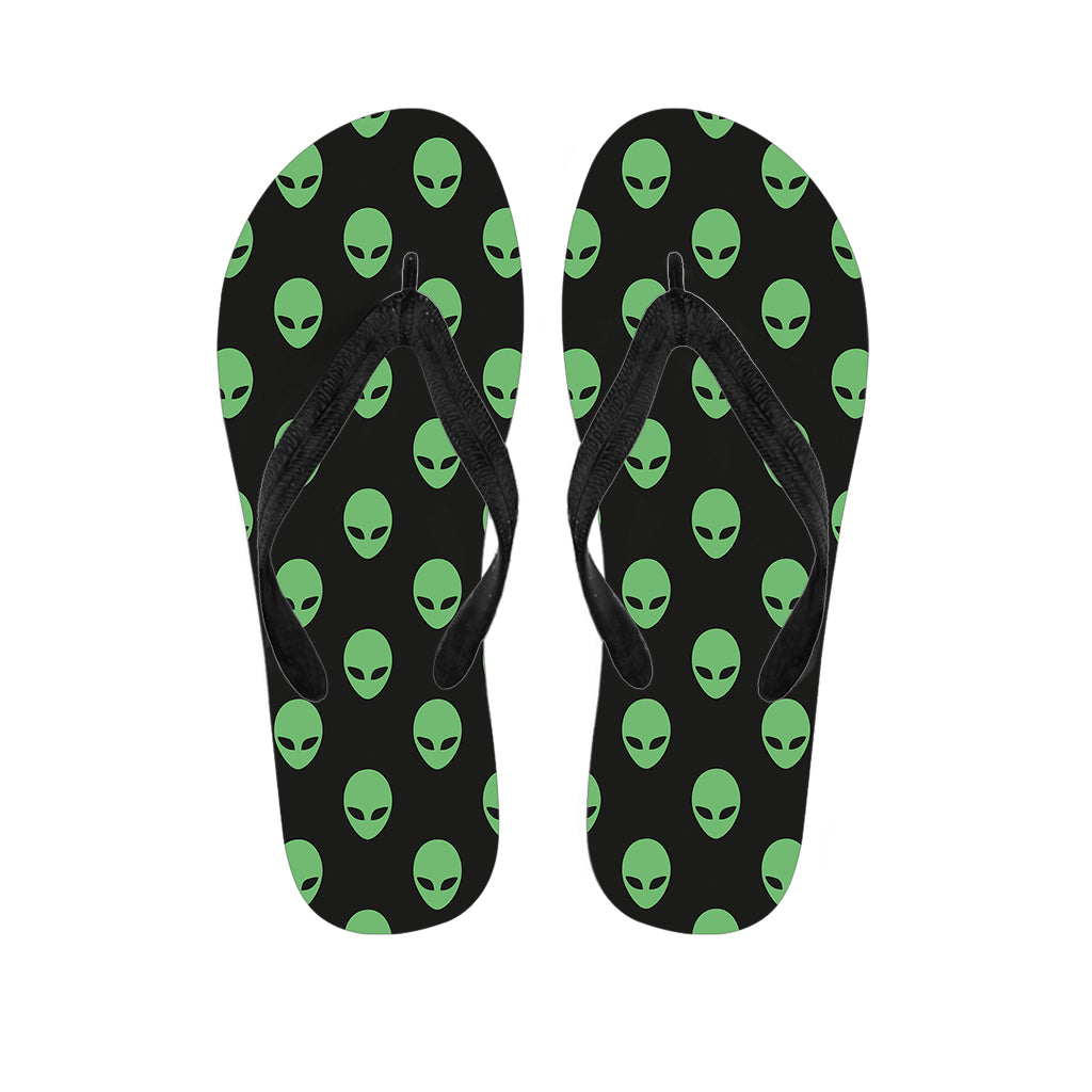 Green Alien Face Print Flip Flops