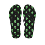 Green Alien Face Print Flip Flops