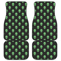 Green Alien Face Print Front and Back Car Floor Mats