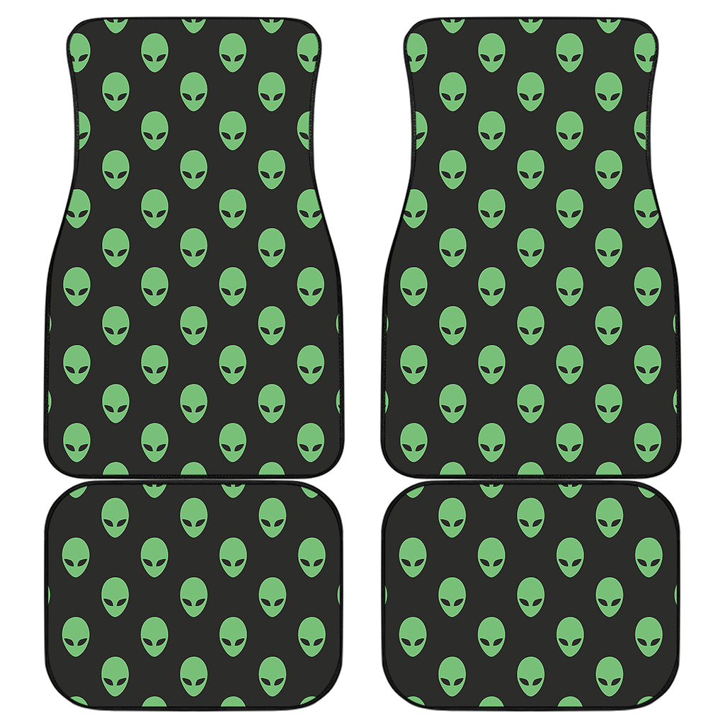 Green Alien Face Print Front and Back Car Floor Mats