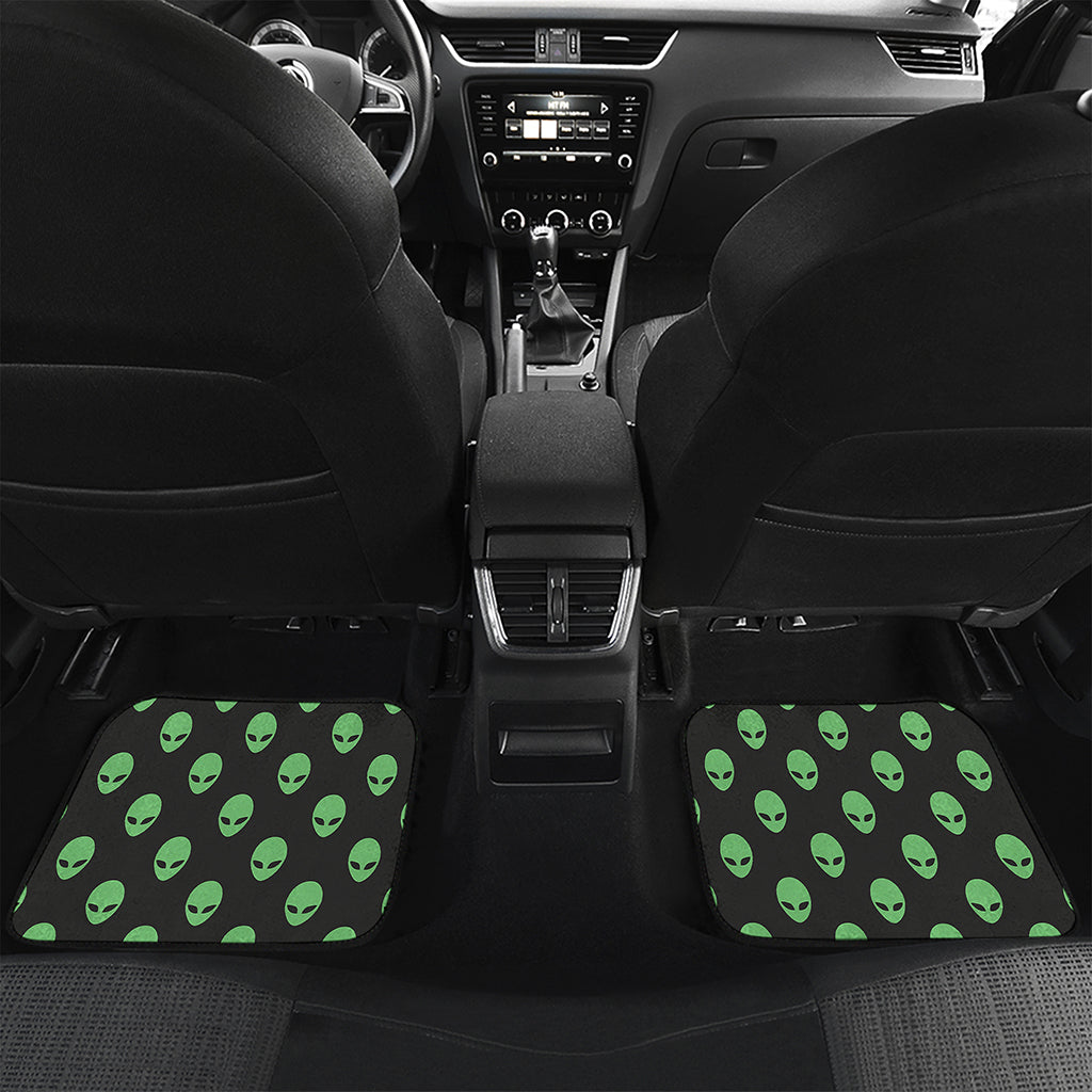 Green Alien Face Print Front and Back Car Floor Mats