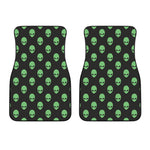 Green Alien Face Print Front Car Floor Mats