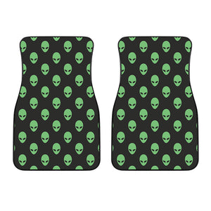 Green Alien Face Print Front Car Floor Mats