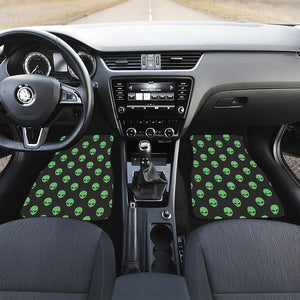 Green Alien Face Print Front Car Floor Mats