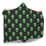 Green Alien Face Print Hooded Blanket