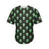 Green Alien Face Print Men's Baseball Jersey