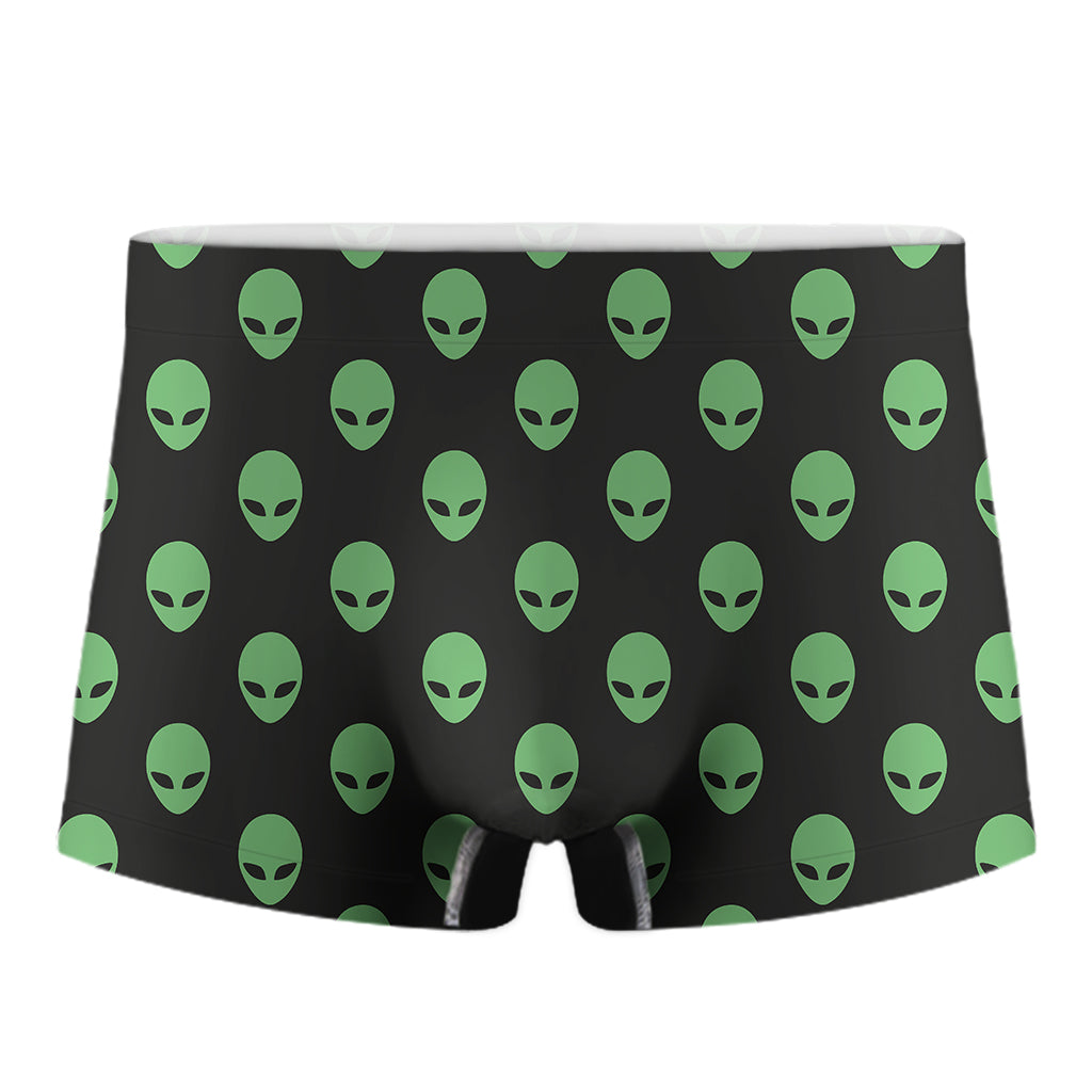 Green Alien Face Print Men's Boxer Briefs