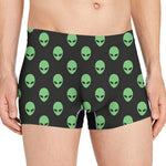 Green Alien Face Print Men's Boxer Briefs