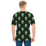 Green Alien Face Print Men's T-Shirt