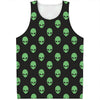 Green Alien Face Print Men's Tank Top