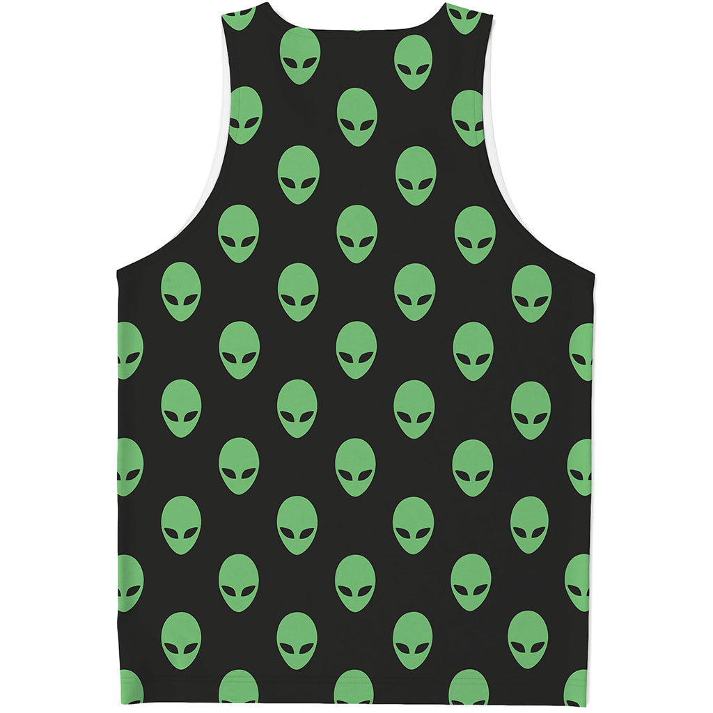 Green Alien Face Print Men's Tank Top