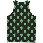 Green Alien Face Print Men's Tank Top