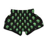 Green Alien Face Print Muay Thai Boxing Shorts