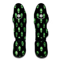 Green Alien Face Print Muay Thai Shin Guards