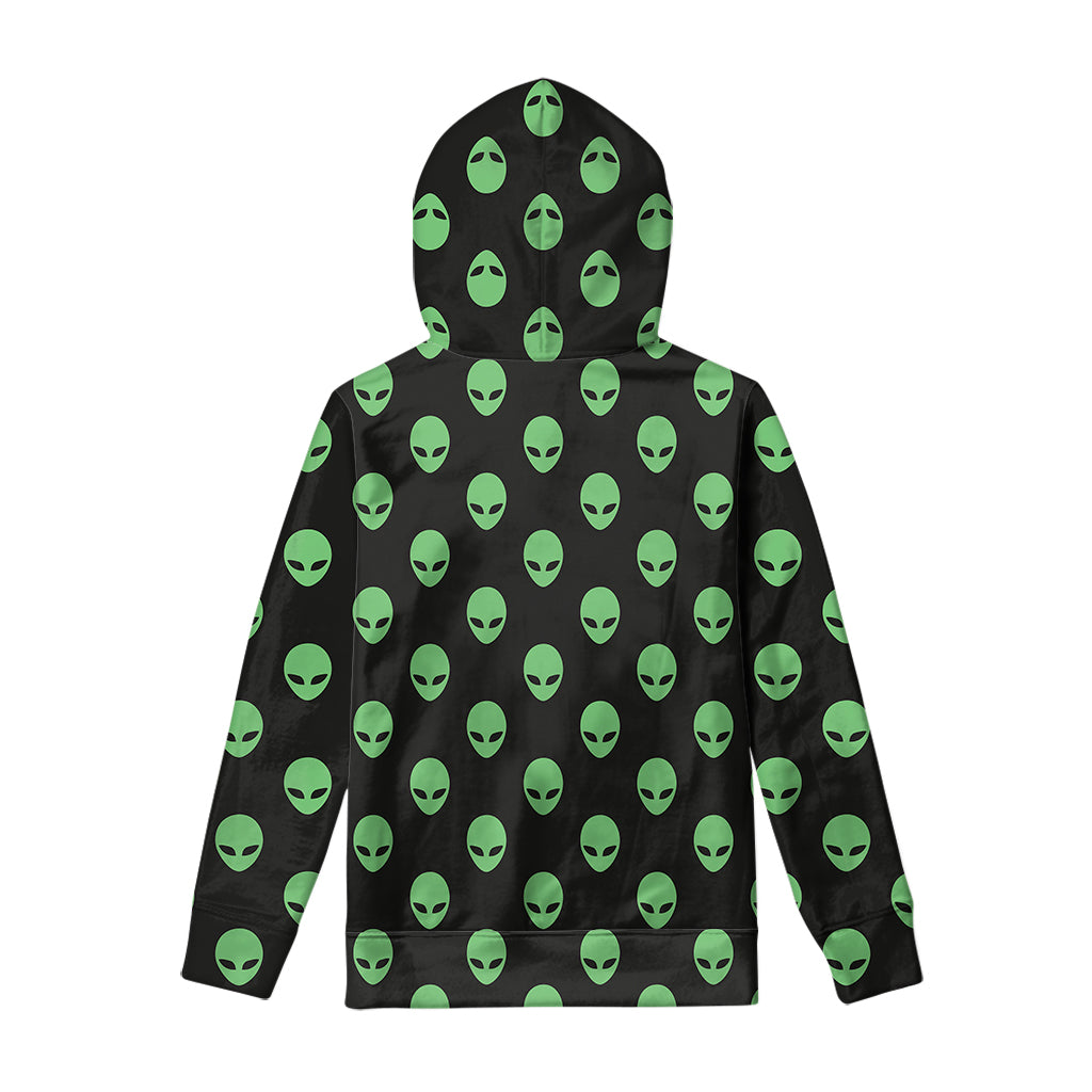 Green Alien Face Print Pullover Hoodie