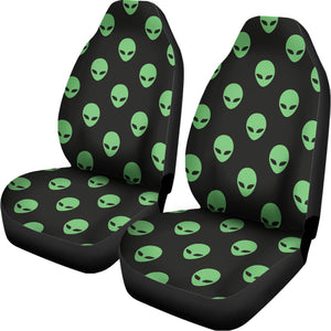 Green Alien Face Print Universal Fit Car Seat Covers