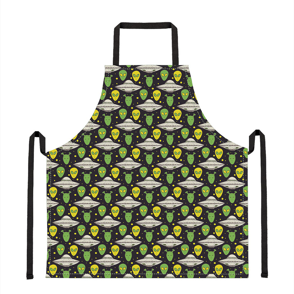Green Alien UFO Space Print Apron