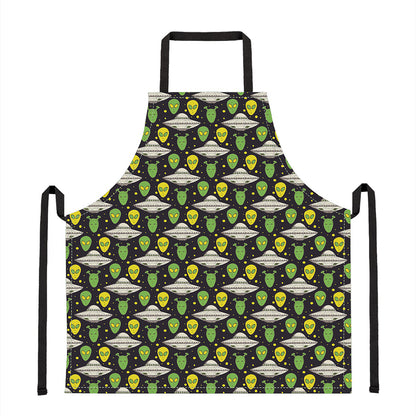 Green Alien UFO Space Print Apron