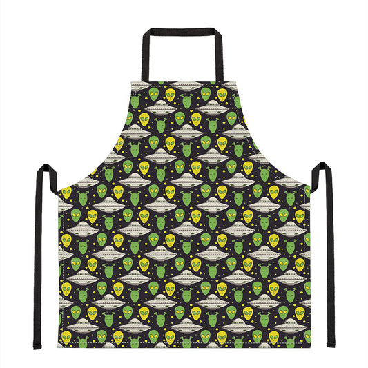 Green Alien UFO Space Print Apron