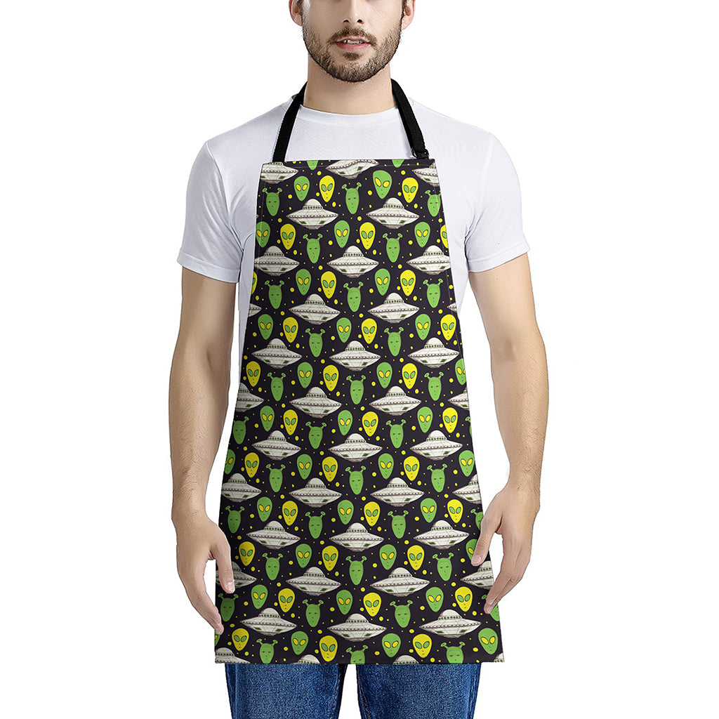 Green Alien UFO Space Print Apron